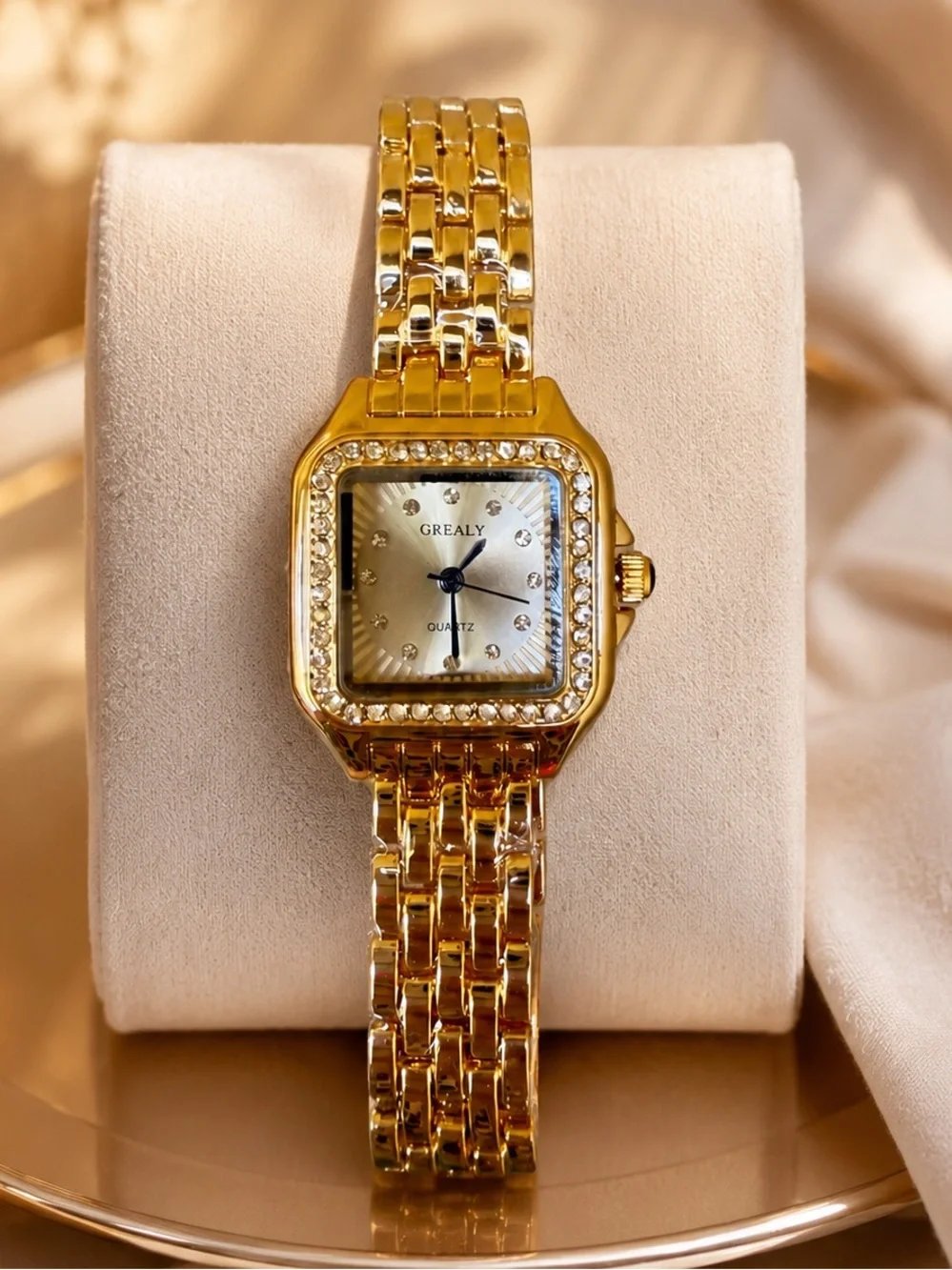 Women's Gold Crystal-Accent Bracelet Watch Panther Watch